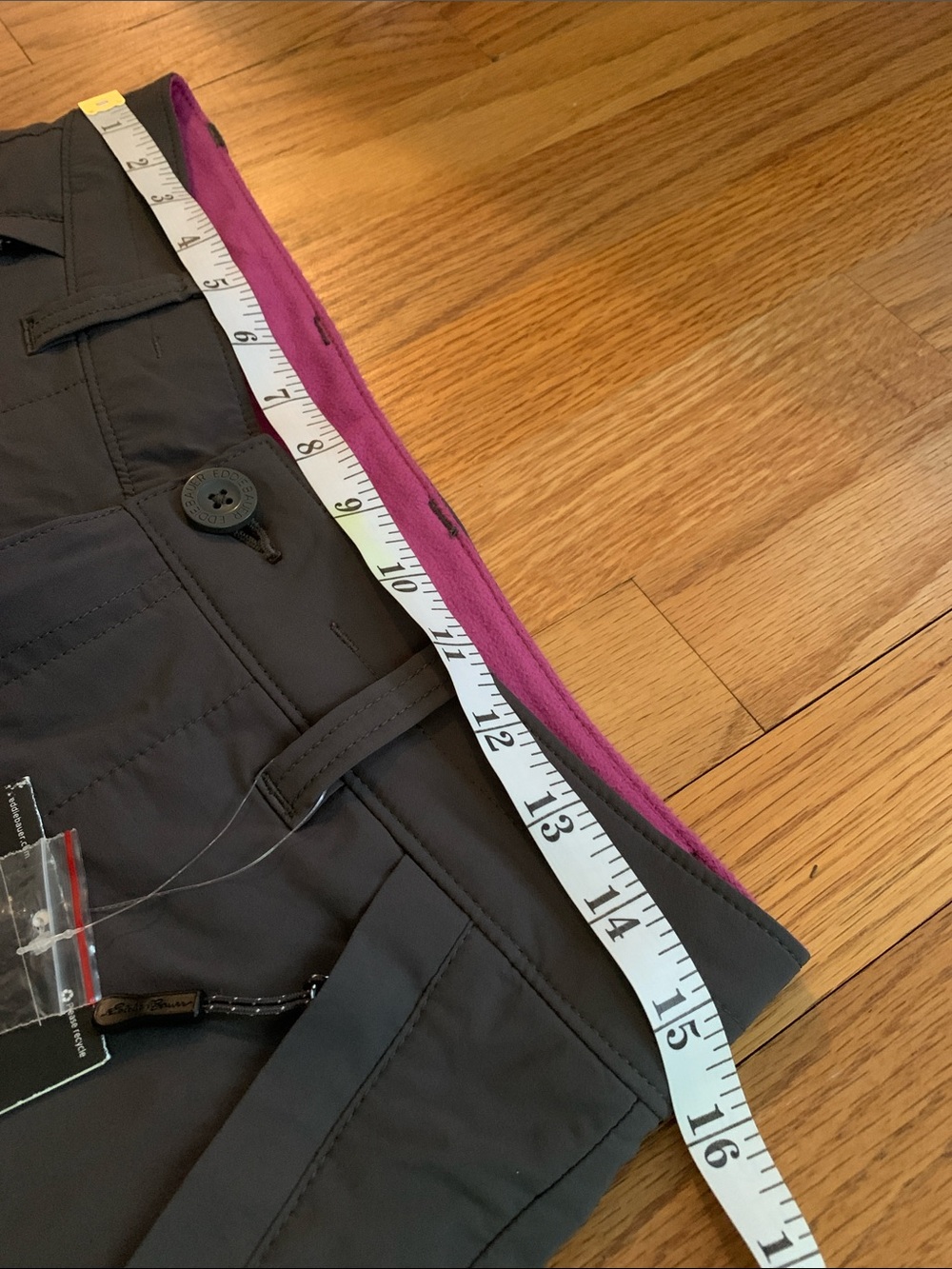 NWT Eddie Bauer Women's Charcoal Hiking Pants Pink Fleece Lining Women’s 4P - Picture 9 of 16